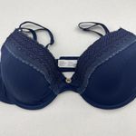 Laura Ashley  Size 36C Bra Underwire Blue Lace Lightly Lined Lightweight Molded Photo 2