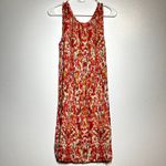 Sundance  Shift Dress 100% Silk Sleeveless Crew Neck Abstract Floral Orange M Photo 3