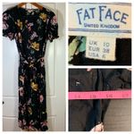 Fat Face Black Floral Midi Wrap Dress Puff Sleeve Tie Waist 6 Full Button Front Photo 15