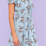 ✨ Shirred Waist Frilled Cuff Dress✨ Blue Size M Photo 1