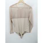 Abercrombie & Fitch Bodysuit Women XL NWOT Cream Nude Long Sleeve Sheer Mesh Photo 1