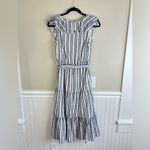 INC Black & White Ruffled Midi Dress Elastic Waist w/ Tie Ruffles Yacht Wife Size undefined Photo 2