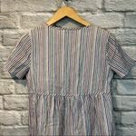 Madewell  Women’s Size XS Striped Crewneck Button-Front Tiered Mini Dress Photo 10