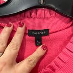 Talbots Pink Ruffle Neck Sweatshirt L 100% Cotton Button Detail Preppy Cozy Chic Photo 5