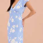 Omnes Woolf Short Sleeve Floral Slip Dress Blue 10 NWT Photo 0