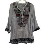 Soft Surroundings Embroidered Small Striped Tunic Top Western Aztec Boho Artsy Photo 12