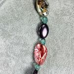 y2K Metallic Acid Dye Bead Necklace Teal Rust 18" Green Photo 1