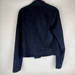LEVEL 99 Navy Faux Suede Moto Jacket Size Small Blue Photo 3