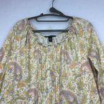 Ralph Lauren  Cropped sleeves Paisley Print Bohemian Top Cotton Sz Large Photo 2