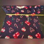 kim rogers  Dark Blue Holiday Print Blouse Photo 6