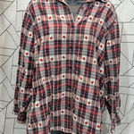 North Crest Vtg 90s Red Gingham Apple Button Down Shirt 2X Teacher School Size XXL Photo 0