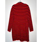 Ann Taylor  Red & Navy Striped Long Knit 1 buttton Coatigans Cardigan Coat Large Photo 3