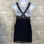 Free People  All The Right Moves Gray and Black Beaded Tweed Lace Dress Photo 4