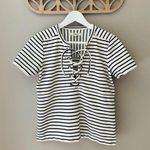 Madewell  Striped Lace-Up Top Black/White Sz Small Photo 0