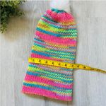 Handmade  Rainbow Knit Beanie Sz OS Photo 2