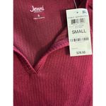 Jenni Intimates Women's S Split Neck Ribbed‎ Henley Top Wine Red Long Sleeve New Photo 3