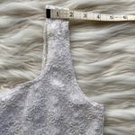Vintage White Floral Lace Tank Top Square Neckline Size L Photo 6