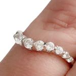 10K 10KT Curved Wave CZ Cubic Zirconia Journey Style White Gold Ring Sz 6.75 Photo 4