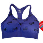 Puma Low Support Seamless Sports Bra Blue All Over Logo DryCELL Medium Photo 0