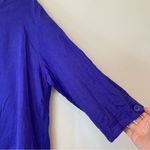 Flax  Crewneck 3/4 Sleeve Linen Boxy Blouse Top Viola Purple/Blue Sz Medium Photo 4