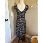 Kimchi Blue  Floral Lace Trim Midi Dress Black Purple Women's S/P Photo 1