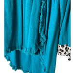 Umgee NWT  Teal Linen Blend Animal Print Long Sleeve ‎ High Low Dress  MEDIUM Photo 4