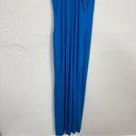 Lulus Blue High Slit Ruched Maxi Dress Women’s M Spaghetti Strap Baddie Bodycon Photo 6