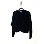 AQUA Cashmere Black V Neck Button Up Cropped Cardigan Sweater Womens Size L Size L Photo 3