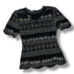 Laurence Kazar Lawrence Kazar Silk Beaded Evening Top Blouse Black Silver Medium Photo 11