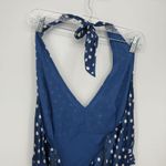 Jessica Howard Blue Satin Polka Dot Halter Dress Midi Size 14 Y2k Formal Photo 6