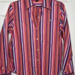 Lauren Ralph Lauren Pink Yellow Purple Stripe Button Front Shirt Medium Photo 0