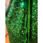 Scala  100% SILK TOP SEQUINED BEADED NECK FLOOR LENGTH GREEN GOWN WOMENS SIZE 5 Photo 14
