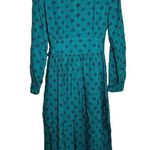 Vintage California Girl Maxi Dress 80s Long Sleeve Belted Turquoise 12 Blue Photo 0
