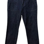 Pilcro  Anthropologie Dark Wash‎ Utility Jeans Size 28 Patch Pockets Raw Hem Photo 0