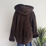 Marvin Richards Jacket Womens XL Brown Suede Leather Faux Fur Lined Hooded Photo 5