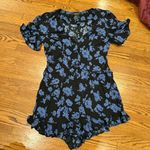Forever 21 Vintage Floral Playsuit Romper Blue Photo 1