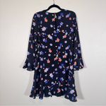 Eliza J  Blue Floral Bell Sleeve Mini Dress Womens 10 Fall Casual Long Sleeve Photo 8
