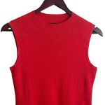 Talbots Women Ribbed Top MP Coral Crew Neck Sleeveless Drop Waist Layering Cozy Photo 9