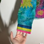 Anage Vintage Beaded Rainbow 80 Silk PopOver Shirt Women S Blue Floral Whimsical Photo 3