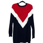 EXPRESS Red White Black Heavyweight Knit Oversized Tunic Sweater Photo 7