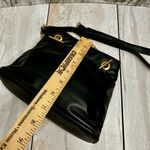 Vintage Black Leather Crossbody Bag Gold Hardware Edgy Disco Clubbing Glamour Photo 5