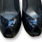 Stuart Weitzman Platform Heels Black Patent Leather Snakeskin Embossed Pumps Photo 7