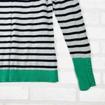 Nautica Striped Sweater Green Gray Black Long Sleeve Button Cuff Crew Neck Med Photo 8