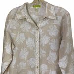 Sigrid Olsen  Linen Beige Floral Graphic Shirt M Photo 1