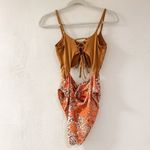 Power 2 Flower Cut Out One Piece Swimsuit in Gold Floral Medium Photo 2