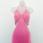 Victor Glemaud Crochet Knit Cutout Halter Dress Pink Size L Y2K Resort Coquette Size L Photo 5
