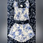 NWT! 2pc En Creme Floral Print Kate Set Blue Size L Photo 6