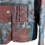 Chico's  Jacket Patchwork Print Collage Button Front Statement Sequin Sz 2 (12/14) Photo 2