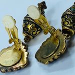 Gold Brass Color Clip On Earrings Boho Textured Metal (has discolored spot) Photo 13