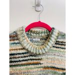 ZARA  Chunky Striped Knit Sweater Fuzzy Cozy Oversized Earthy Mock Neck Size M Photo 2